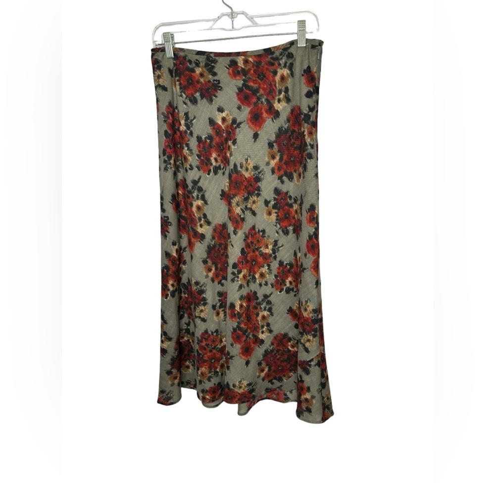 Sundance 100% Wool Rose Lined Lightweight Grunge Distressed Maxi Skirt 8 Gray